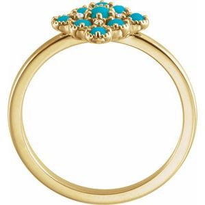 14K Yellow Gold Natural Turquoise & .02 CTW Natural Diamond Ring