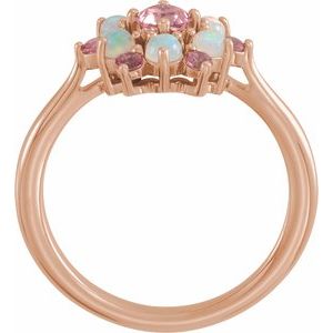 14K Rose Gold Natural Pink Tourmaline & Natural Ethiopian Opal Ring