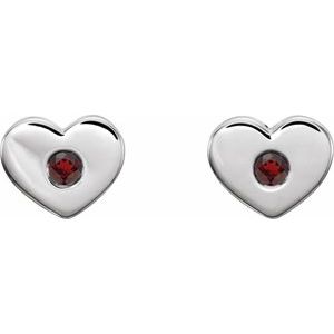 Sterling Silver Lab-Grown Ruby Heart Earrings – image 2