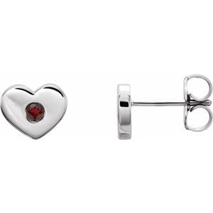 14K White Gold Lab-Grown Ruby Heart Earrings