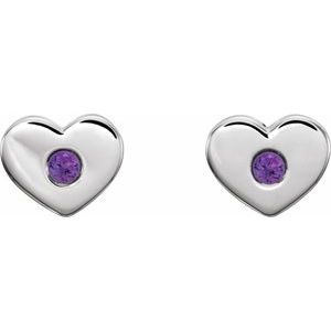 Sterling Silver Natural Amethyst Heart Earrings – image 2