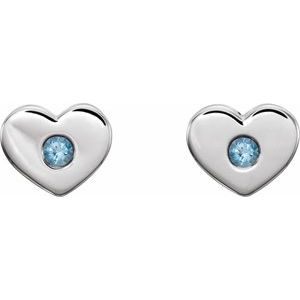 Sterling Silver Natural Aquamarine Heart Earrings – image 2