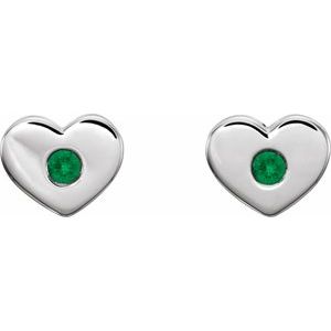 Sterling Silver Natural Emerald Heart Earrings – image 2