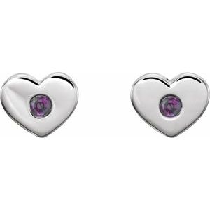 14K White Gold Natural Alexandrite Heart Earrings – image 2