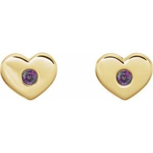14K Yellow Gold Natural Alexandrite Heart Earrings – image 2