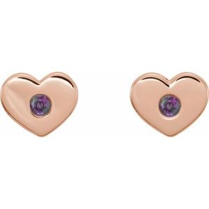 14K Rose Gold Lab-Grown Alexandrite Heart Earrings – image 2