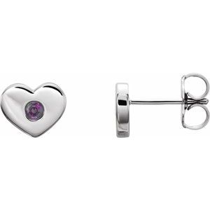 Platinum Natural Alexandrite Heart Earrings