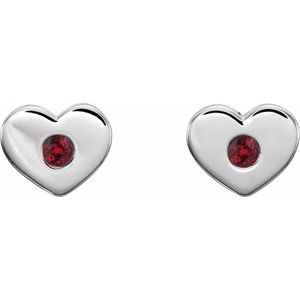 Sterling Silver Natural Ruby Heart Earrings – image 2