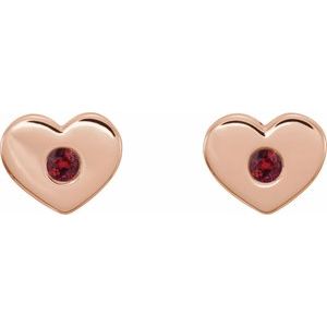 14K Rose Gold Natural Ruby Heart Earrings – image 2