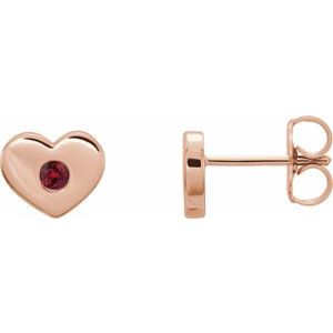 14K Rose Gold Lab-Grown Ruby Heart Earrings