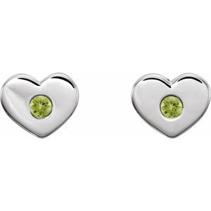 14K White Gold Natural Peridot Heart Earrings – image 2