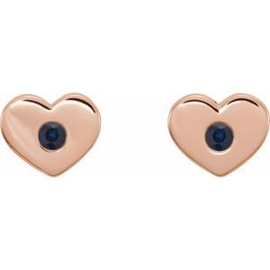 14K Rose Gold Natural Blue Sapphire Heart Earrings – image 2