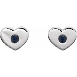 14K White Gold Natural Blue Sapphire Heart Earrings – image 2