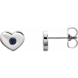 Platinum Lab-Grown Blue Sapphire Heart Earrings