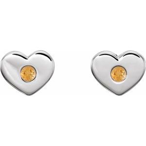 Sterling Silver Natural Citrine Heart Earrings – image 2