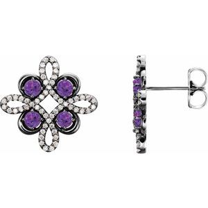 14K White Gold Natural Alexandrite & 1/4 CTW Natural Diamond Earrings