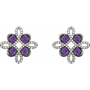 14K White Gold Natural Alexandrite & 1/4 CTW Natural Diamond Earrings – image 2