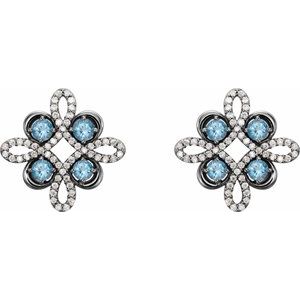 Platinum Natural Aquamarine & 1/4 CTW Natural Diamond Earrings – image 2
