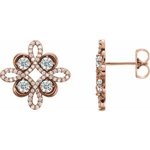 14K Rose Gold 3/4 CTW Natural Diamond Earrings