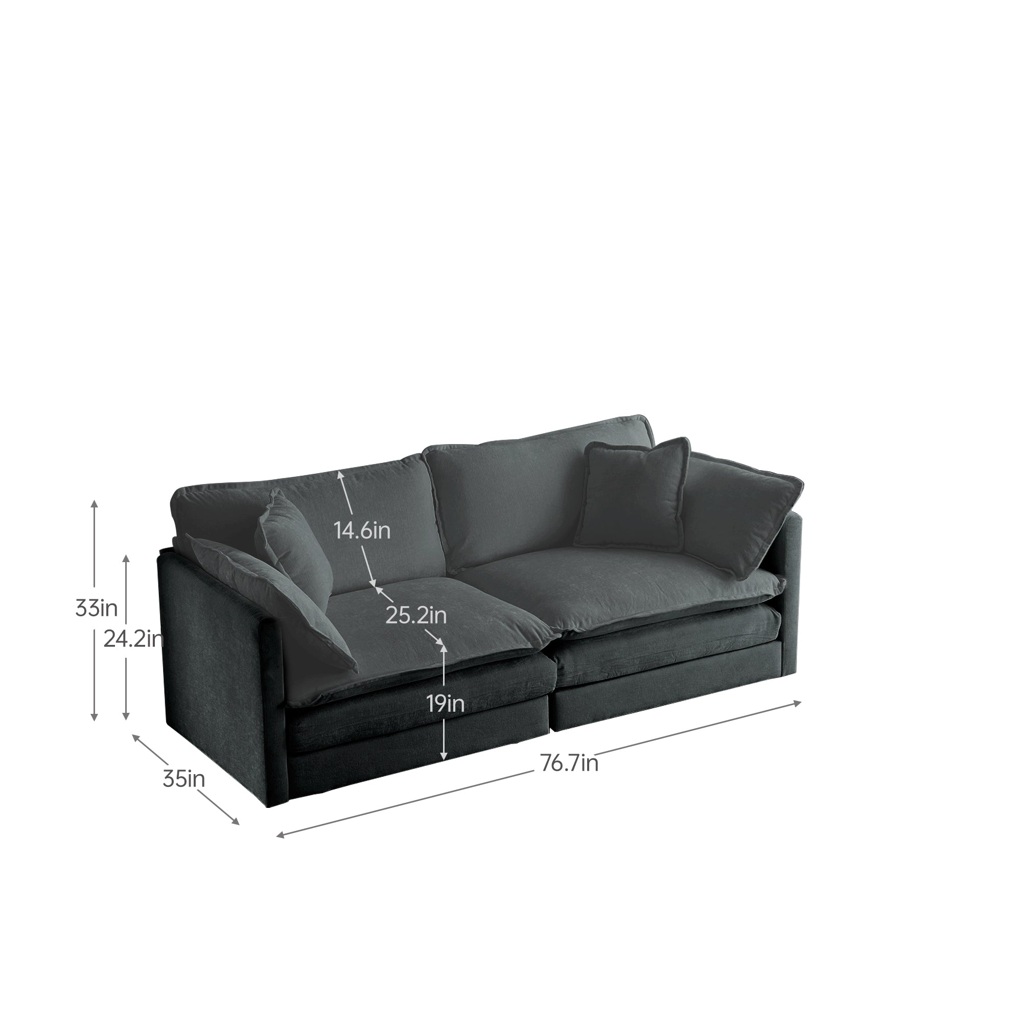 Modern Sofa Couch, 3 Piece Set Extra Deep Seat Sectional Sofa for Living Room, Oversized Sofa, 3 Seat Sofa, Loveseat and Single Sofa, Gray Chenille