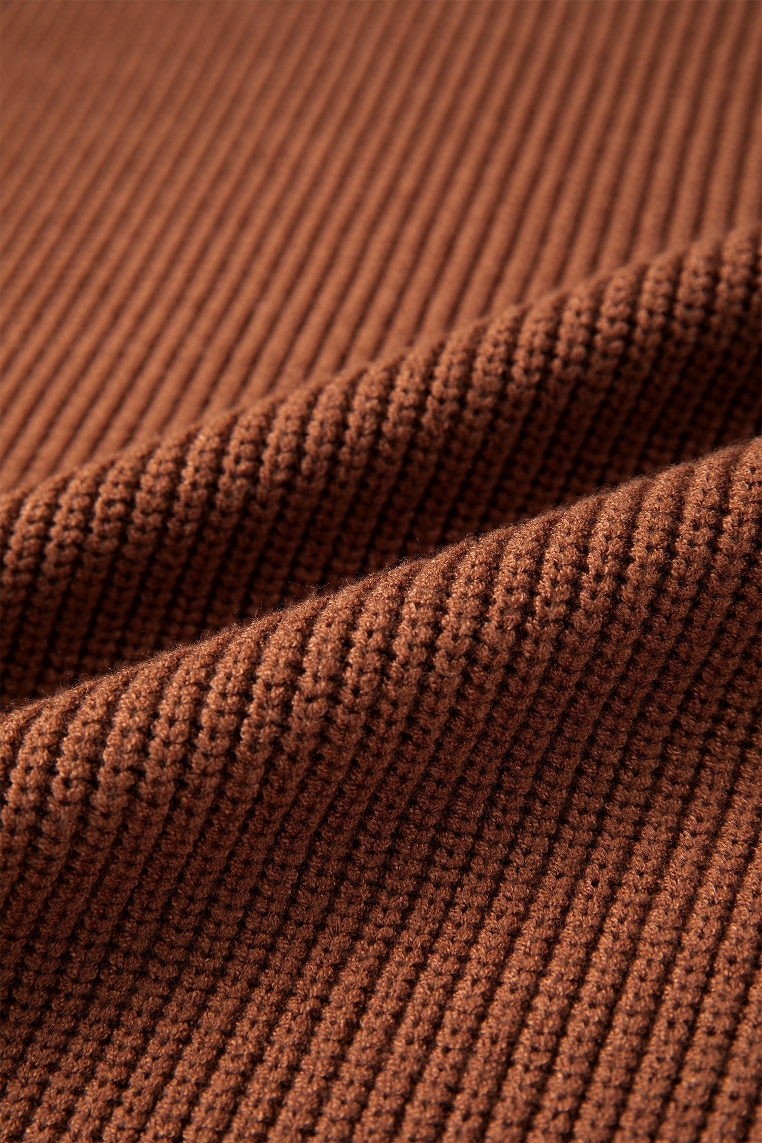 Exposed Hem Drop Shoulder Ribbed Knit Sweater