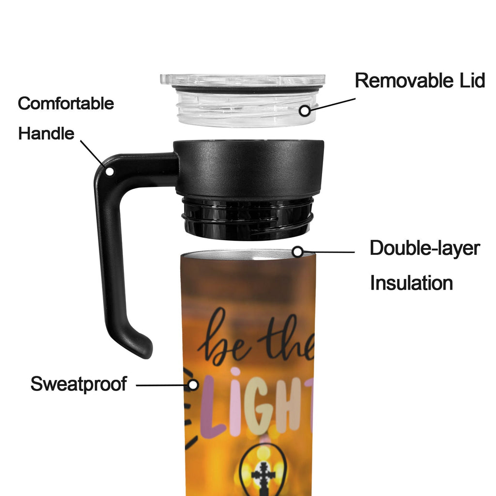 Be the Light Faith Based 20oz Insulated Water Bottle with Screw On Handle