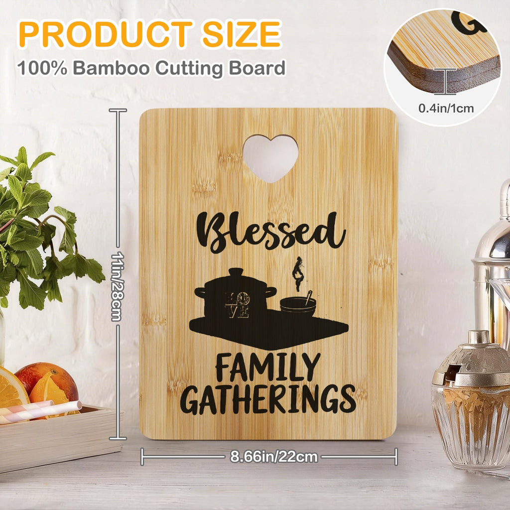 Blessed Family Gatherings Custom Rectangle Bamboo Cutting Board (One Side Printing) | Ships from USA
