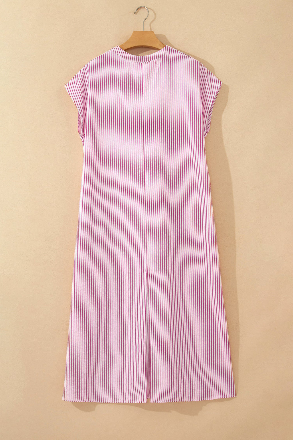 Stripe Frilled Half Buttoned Maxi Dress
