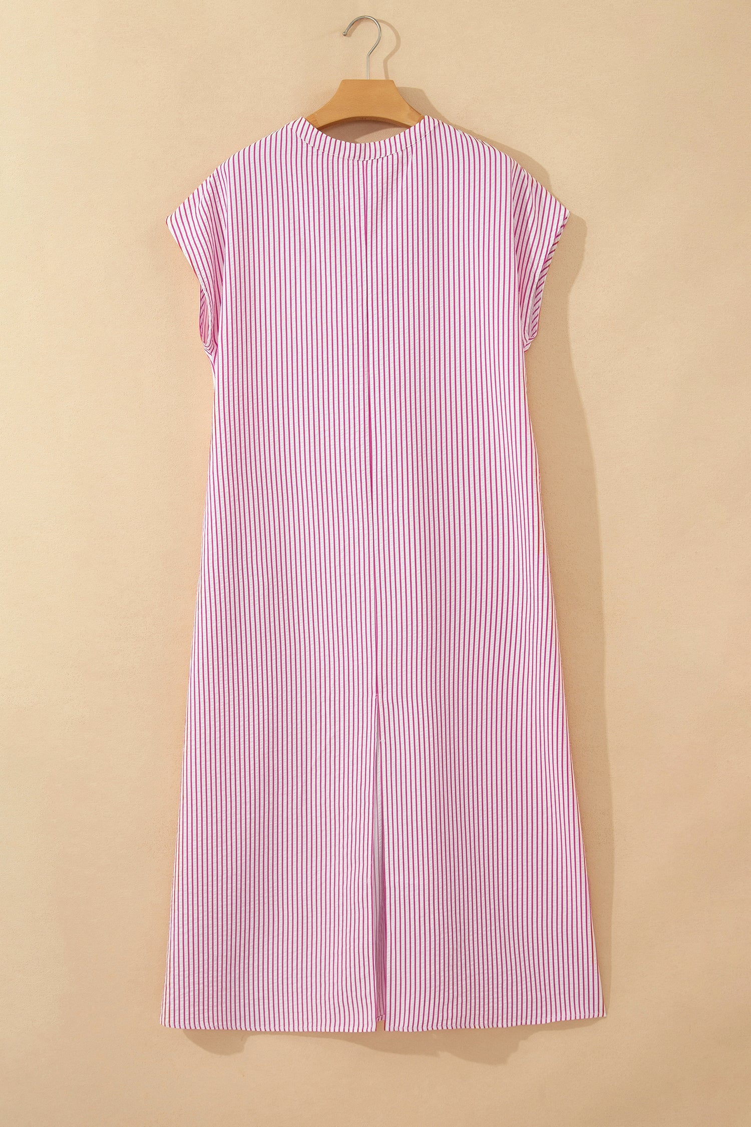Stripe Frilled Half Buttoned Maxi Dress