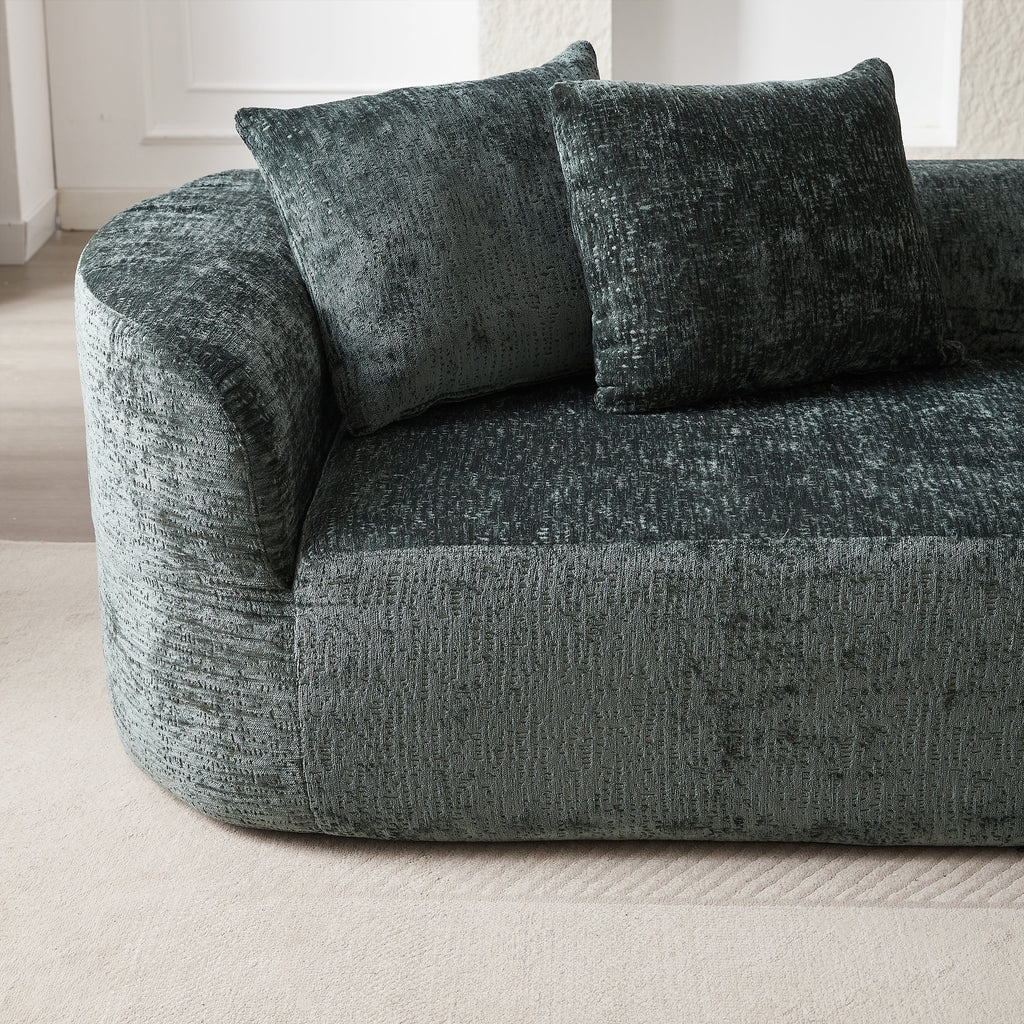 Modern Upholstered Oversized Sectional Sofa, 114-Inch Chenille 4-Seater Extra Deep & Wide Seat Curved Cloud Couch with 4 Throw Pillows, Free Combination Sofa Couch for Living Room,Bedroom