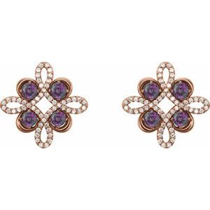 14K Rose Gold Natural Alexandrite & 1/4 CTW Natural Diamond Earrings