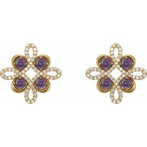 14K Yellow Gold Natural Alexandrite & 1/4 CTW Natural Diamond Earrings – image 2