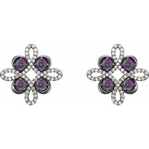 14K White Gold Natural Amethyst & 1/4 CTW Natural Diamond Earrings – image 2