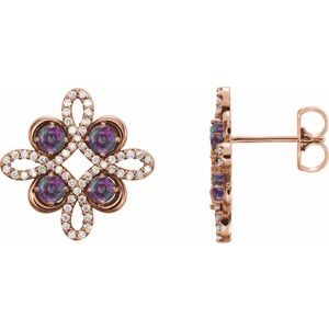 14K Rose Gold Natural Alexandrite & 1/4 CTW Natural Diamond Earrings