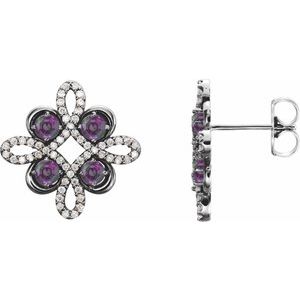 14K White Gold Natural Amethyst & 1/4 CTW Natural Diamond Earrings