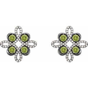 Sterling Silver Natural Peridot & 1/4 CTW Natural Diamond Earrings – image 2