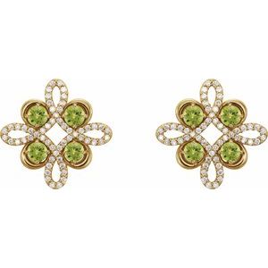 14K Yellow Gold Natural Peridot & 1/4 CTW Natural Diamond Earrings – image 2
