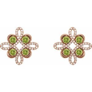 14K Rose Gold Natural Peridot & 1/4 CTW Natural Diamond Earrings – image 2