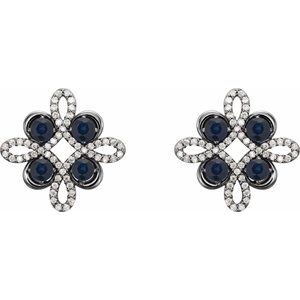 Platinum Natural Blue Sapphire & 1/4 CTW Natural Diamond Earrings – image 2