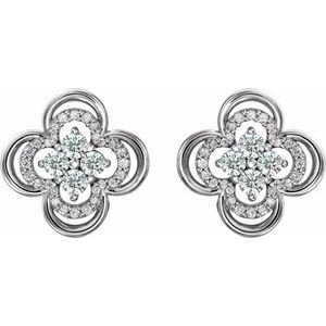 Platinum 5/8 CTW Natural Diamond Clover Earrings – image 2