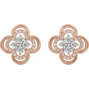 14K Rose Gold 5/8 CTW Natural Diamond Clover Earrings – image 2