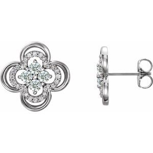 Sterling Silver 1/4 CTW Natural Diamond Clover Earrings