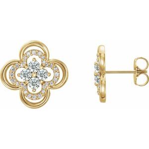 14K Yellow Gold 5/8 CTW Natural Diamond Clover Earrings