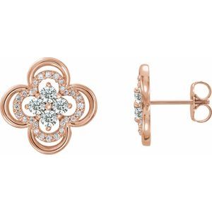 14K Rose Gold 5/8 CTW Natural Diamond Clover Earrings