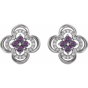 Platinum Natural Alexandrite & 1/5 CTW Natural Diamond Clover Earrings – image 2