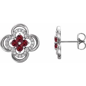 Platinum Natural Ruby & 1/5 CTW Natural Diamond Clover Earrings