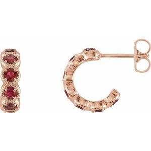14K Rose Gold Lab-Grown Ruby Hoop Earrings