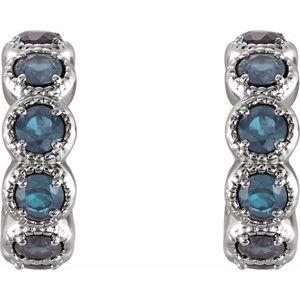 Platinum Natural Aquamarine Hoop Earrings – image 2