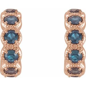 14K Rose Gold Natural Aquamarine Hoop Earrings – image 2