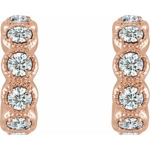 14K Rose Gold 7/8 CTW Natural Diamond Hoop Earrings